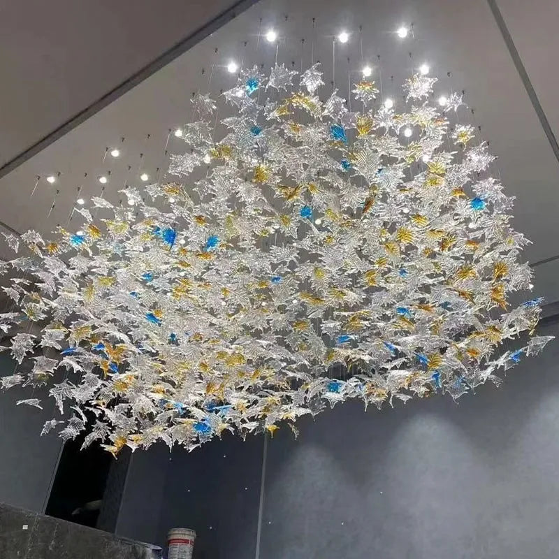 DecorBites™ Glass High Ceiling LED Chandeliers Modern Living Room Luxury Design