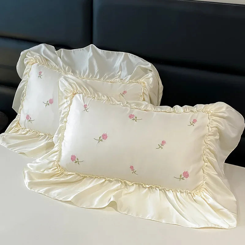 DecorBites™ Lace Embroidered Cooling Comforter Cover Set - Silky Cozy Bedding Sets