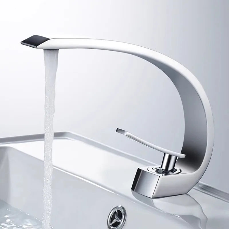 DecorBites™ Black & Gold Modern Basin Faucet with Single Handle for Bathroom