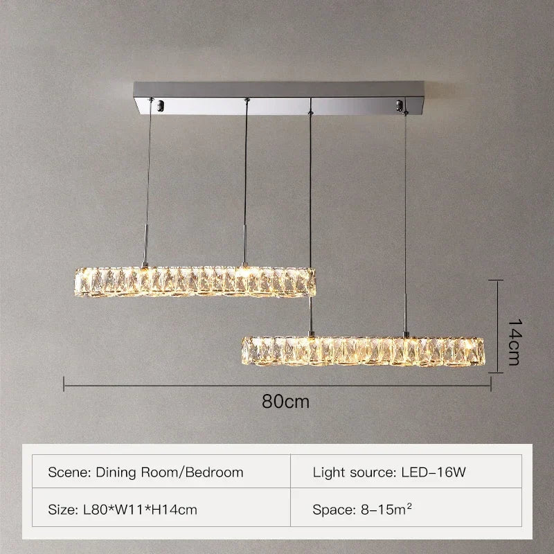 DecorBites™ Crystal Liner Ceiling Chandelier: Modern Luxury Dimmable LED Lighting Fixture
