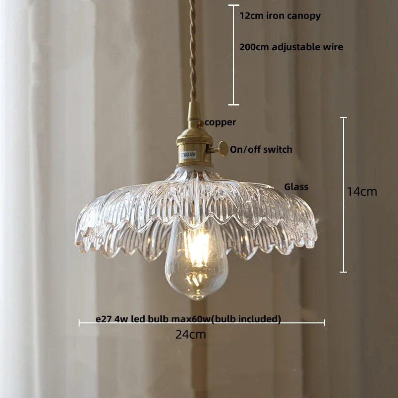 DecorBites™ Amber Glass LED Pendant Lamp 200cm Wire Adjustable Nordic Modern Simple Hanging Lights