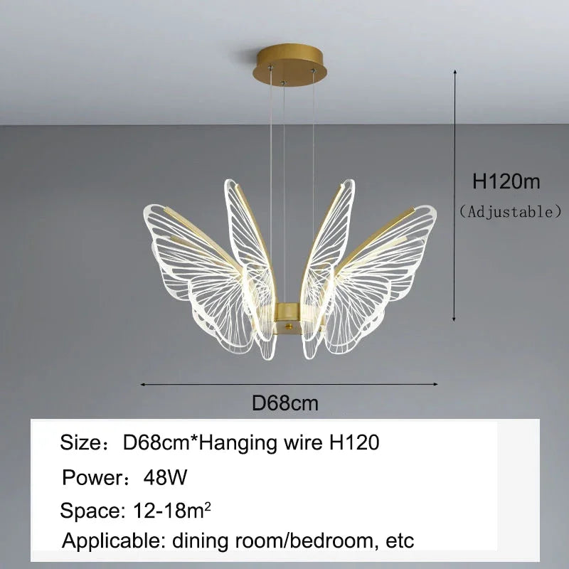 DecorBites™ LED Butterfly Ceiling Chandelier - Luxury Pendant Light for Bedroom, Living & Dining Room