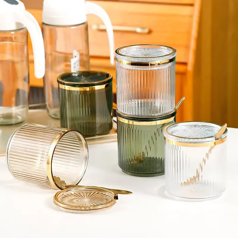 DecorBites™ Acrylic Seasoning Jar Set with Tray - Kitchen Storage Organizer