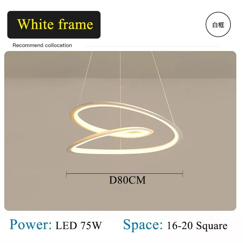 DecorBites™ Kepler Round LED Chandelier for Living Room Decor White Pendant Lamp
