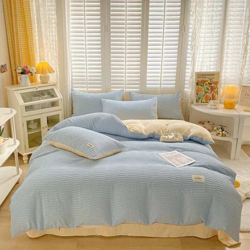DecorBites™ Bubble Yarn Duvet Cover Set - Soft & Skin-friendly Bedding with Pillowcase