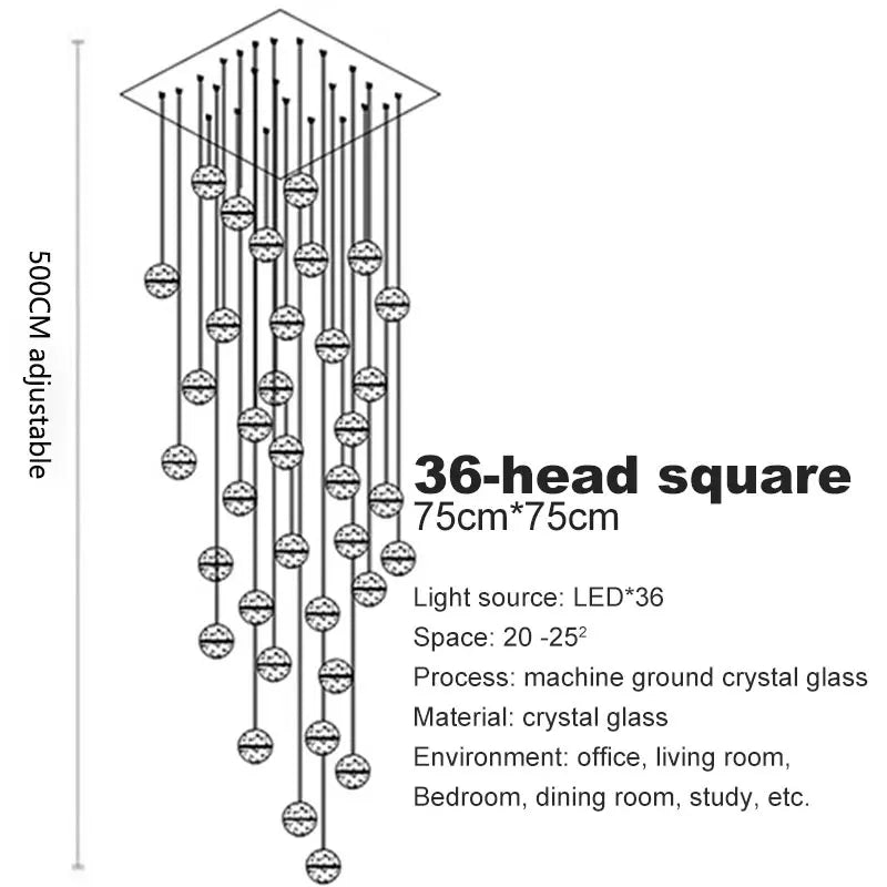DecorBites™ Crystal Ball LED Chandelier for Modern Living Room & Bedroom décor
