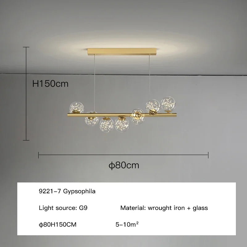 DecorBites™ Glass Ball Chandelier for Dining Room Kitchen Office Front Desk