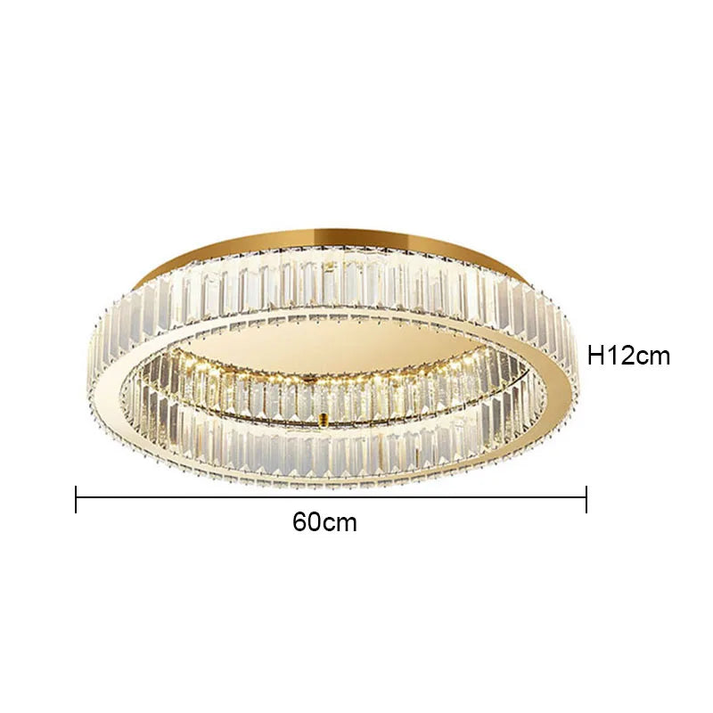 DecorBites™ Crystal Circle Ceiling Chandelier: Modern LED Indoor Lighting for Living Room, Bedroom & Study