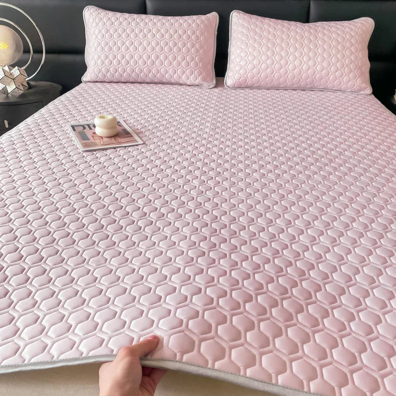 DecorBites™ Cool Latex Filled Bed Sheet Set with Ice Silk Cooling Mat & Pillowcases