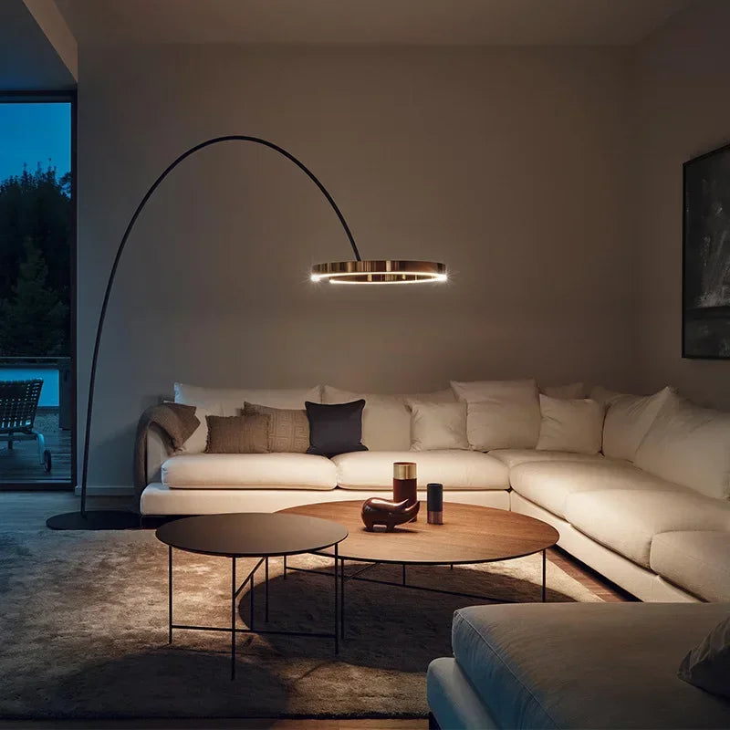 DecorBites™ Gouden Koperen Zwarte Dimbare LED Vloerlamp voor Woonkamer en Hotel