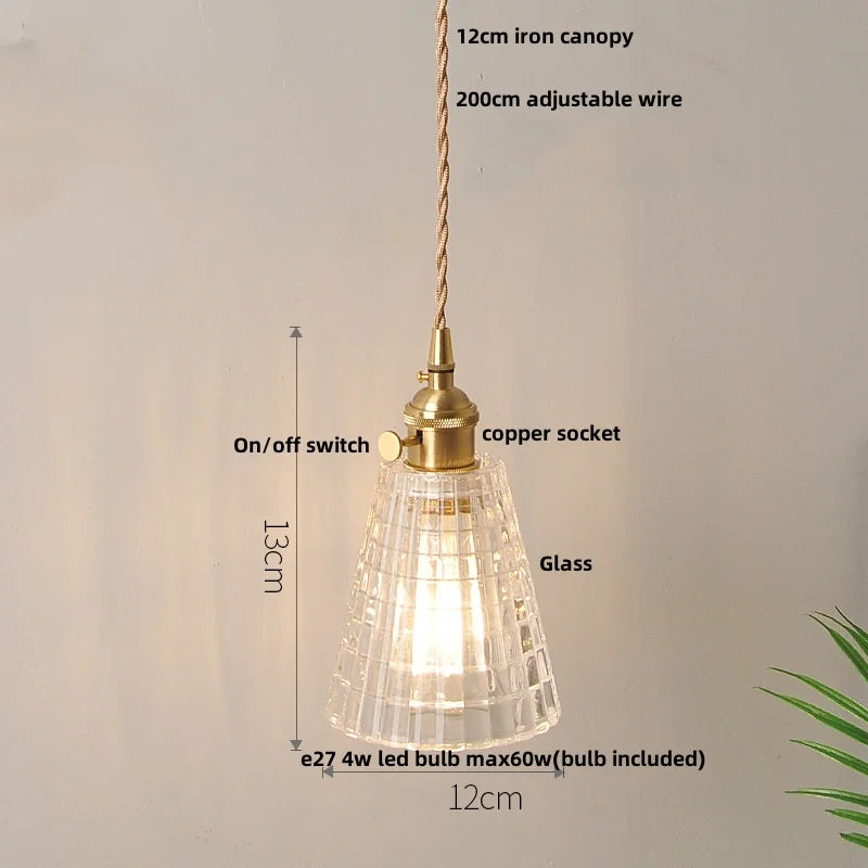 DecorBites™ Clear Glass LED Pendant Bar Kitchen Nordic Copper Dining Room Suspension