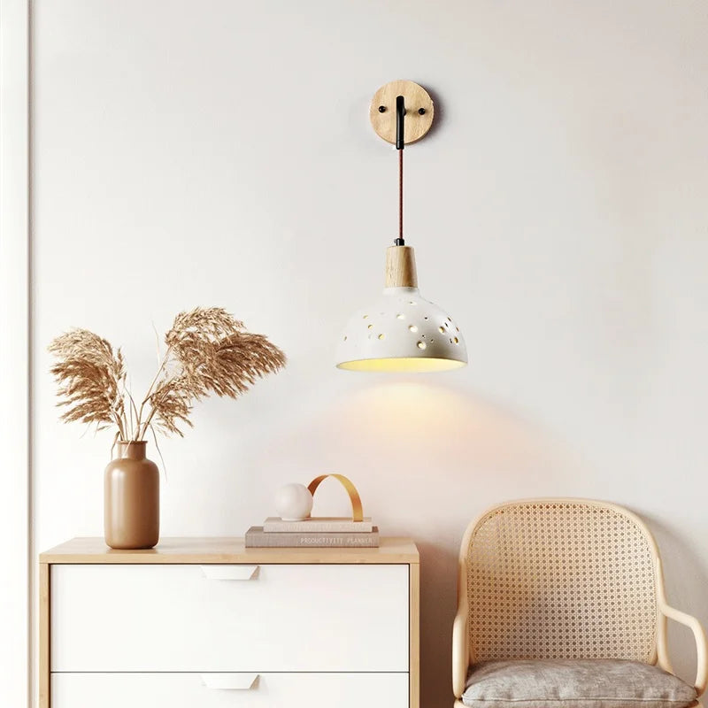 DecorBites™ Japanese Style LED Wall Light Cement Bedside Lamp with Pull Chain Switch