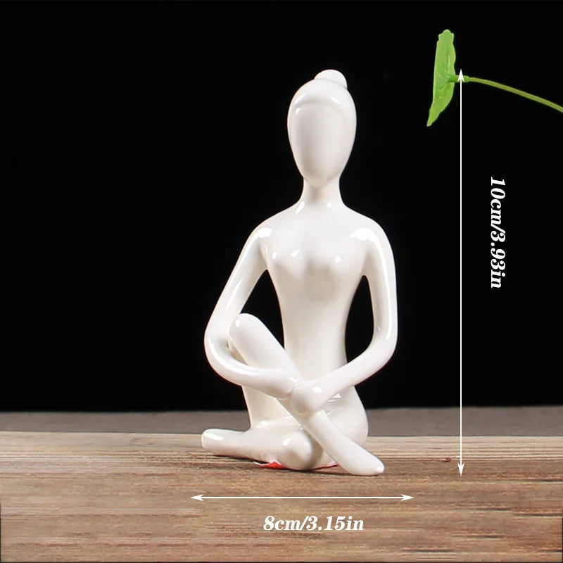 DecorBites™ Abstract Yoga Figure Porcelain Statue Home Decor Sculpture