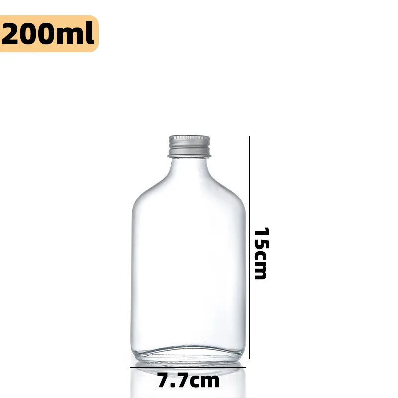DecorBites™ Clear Glass Beverage Bottles: Reusable for Juicing, Smoothies, Kombucha, Tea, Milk, and Wine