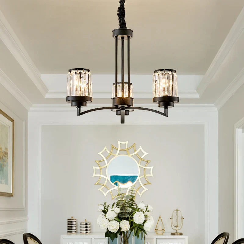 DecorBites™ Black Art Crystal Chandelier for Luxury Living Room Bedroom Lighting Fixtures