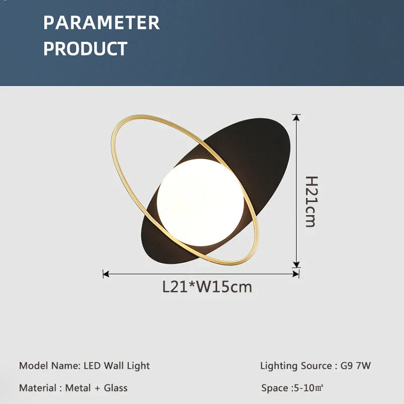 DecorBites™ LED Glass Ball Wall Sconce for Bedroom Living Room - 9W G9 Bulb