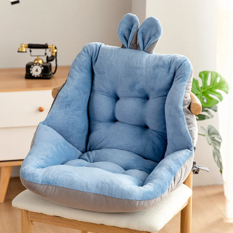 DecorBites™ Cartoon Velvet Chair Cushion with Back Support