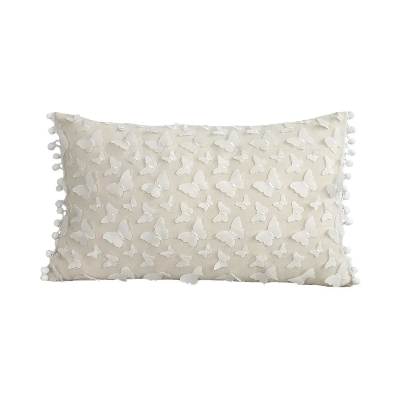 DecorBites™ 3D Plum Blossom Butterfly Cushion Cover Cotton Linen Decorative Case