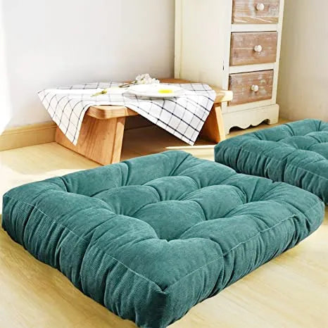 DecorBites™ Corduroy Floor Seat Cushion Pad for Adults – Large, Soft Square Pouf for Comfort