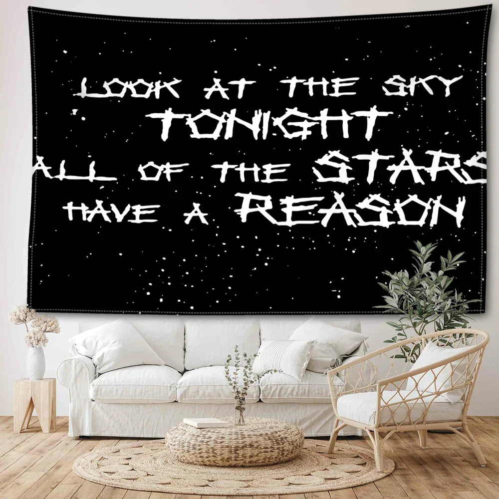 DecorBites™ Black Sky Art Tapestry: Lil Peep Aesthetic Dorm Decor for Mysterious Vibes