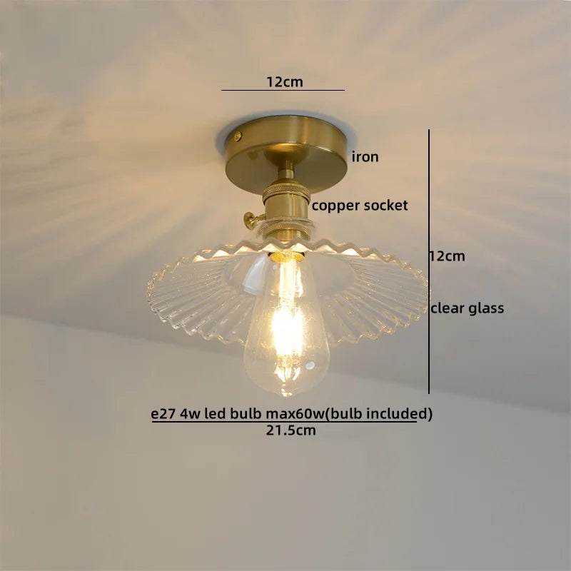 DecorBites™ Amber Glass LED Ceiling Lights Modern Home Lighting Copper Socket