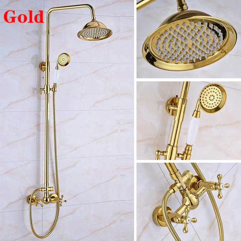 DecorBites™ 8" Square Rainfall Shower Faucet Set with Handshower - Wall Mount Single Handle