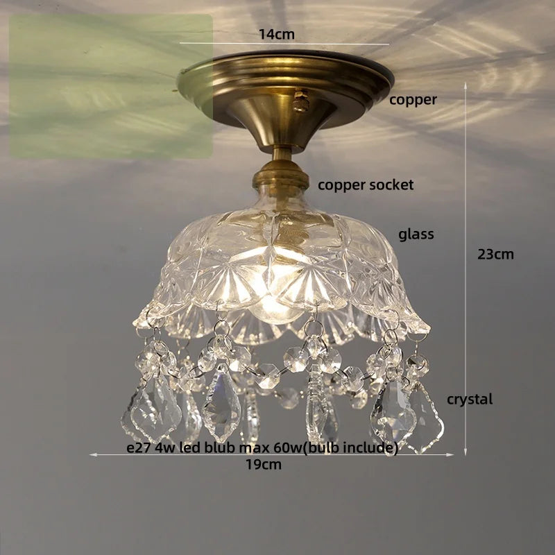 DecorBites™ Glass Grid LED Ceiling Lamp: Luxury Crystal Nordic Copper Ceiling Lights
