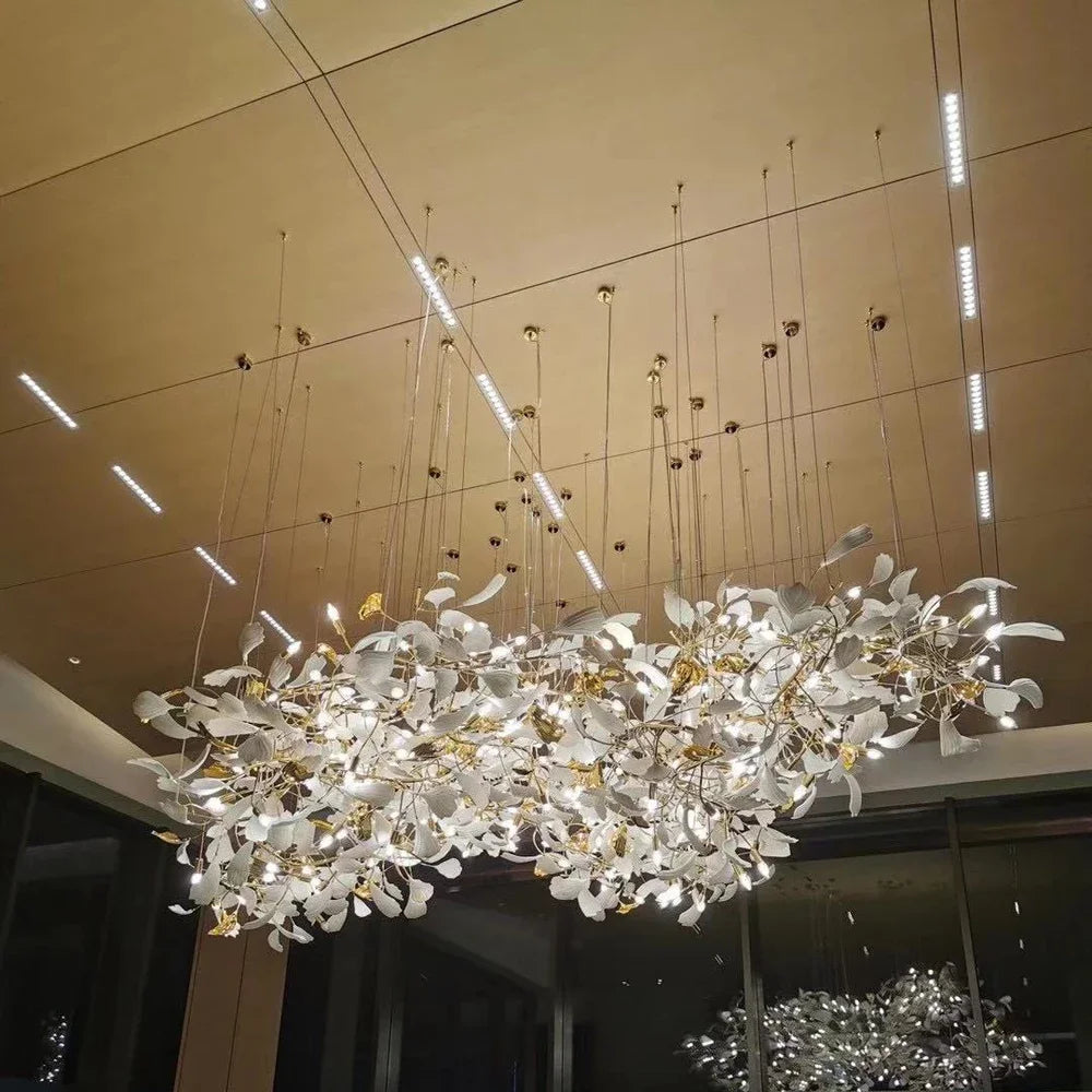 DecorBites™ Copper Ceramic Leaf Chandelier Lantern for Indoor Living Room & Lobby - Luxury Light