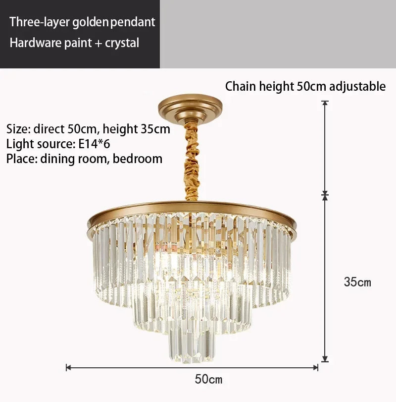 DecorBites™ Crystal Chandelier: Modern LED Pendant Light in Gold/Black for Home Decor