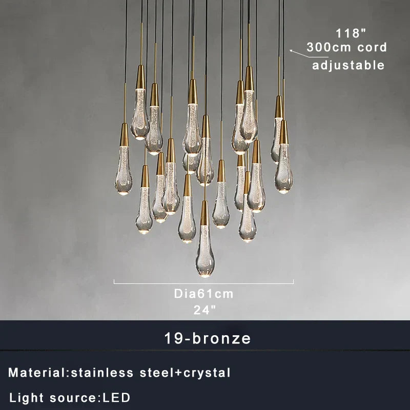 DecorBites™ Brass Crystal Ceiling Pendant Light Luxury Large Home Decor Fixture