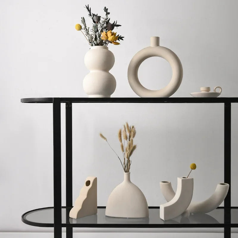 DecorBites™ Ceramic Art Vase: Modern, Simple, & Elegant Home Décor Ornaments for Living Room & Bedroom