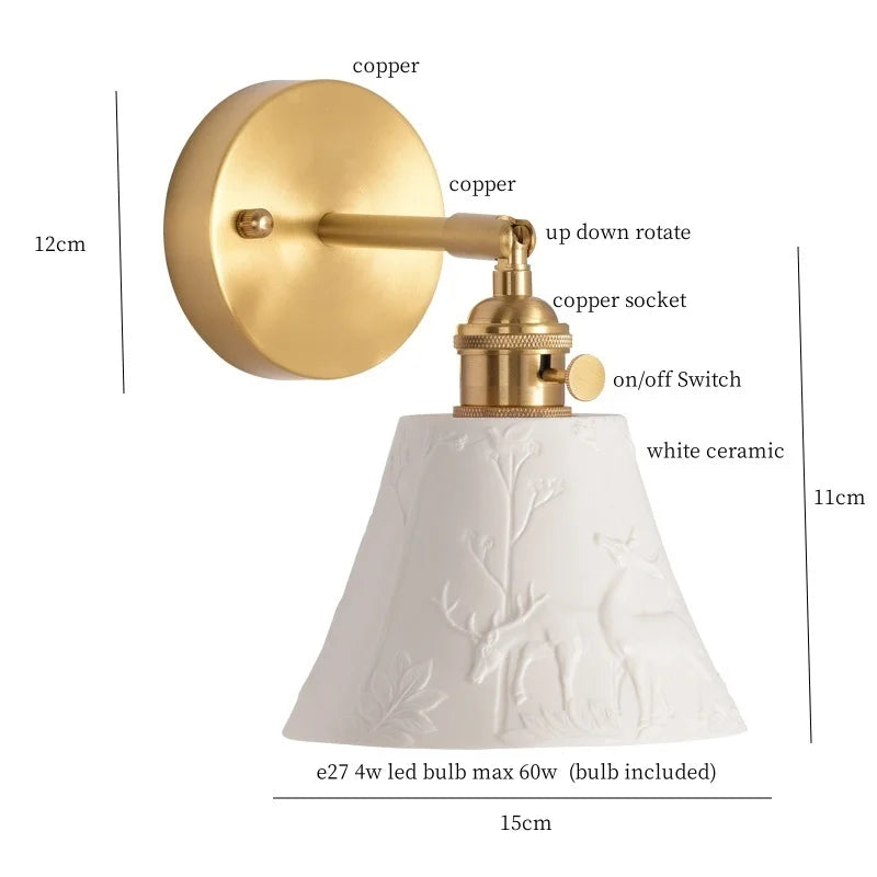 DecorBites™ Ceramic LED Wall Light Striped White Modern Nordic Pull Chain Mirror Lamp