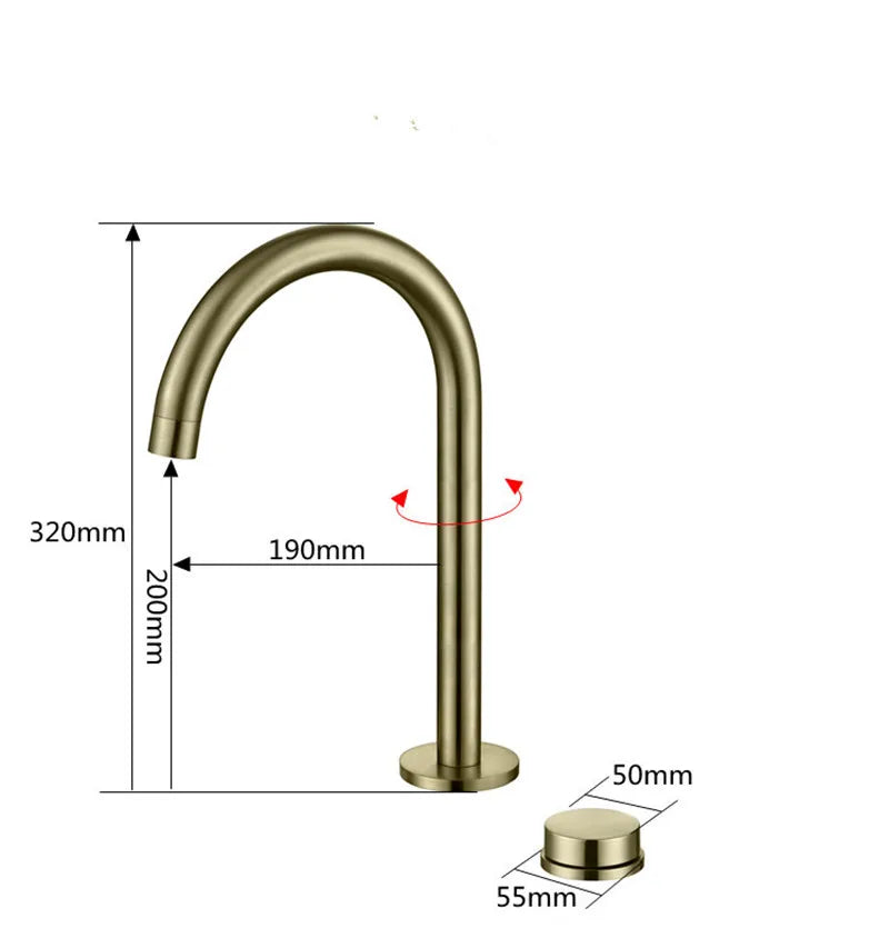 DecorBites™ Brushed Gold Widespread Basin Faucet with 360 Rotation
