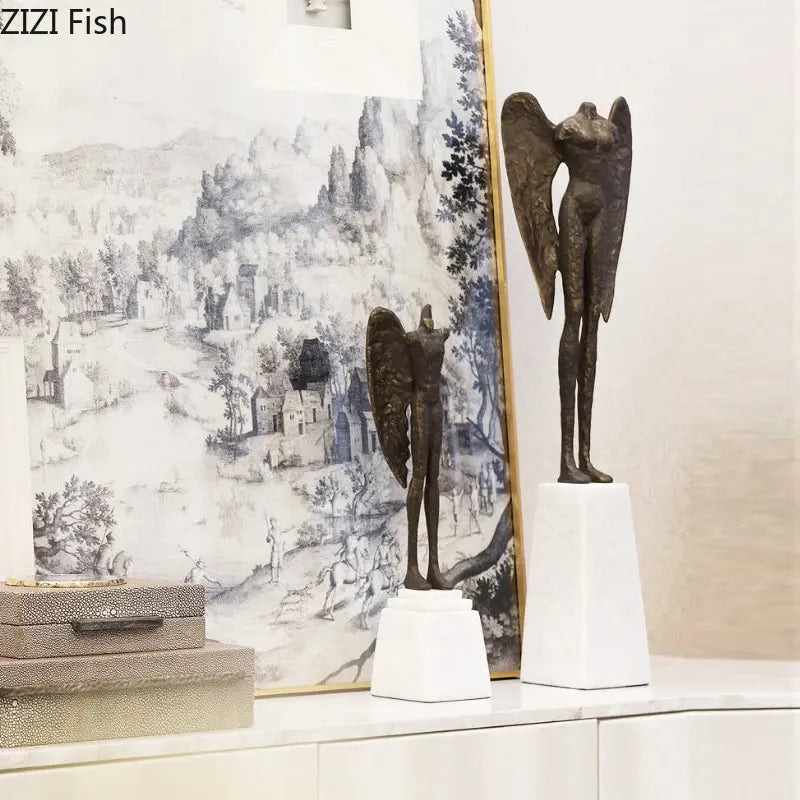 DecorBites™ Angel Abstract Figures Sculpture Cast Iron Home Decor Statue Craft