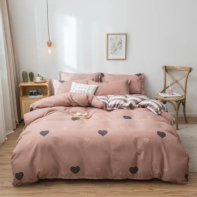 DecorBites™ Cartoon Print Bedding Set - Queen/King Size Duvet Cover, Sheets, Pillowcases
