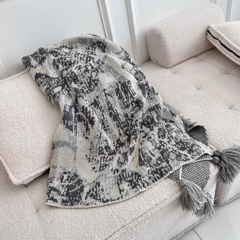 DecorBites™ Bohemian Knitted Blanket for Picnic, Office, Bedroom, Sofa, Nap - Multi Purpose Cover