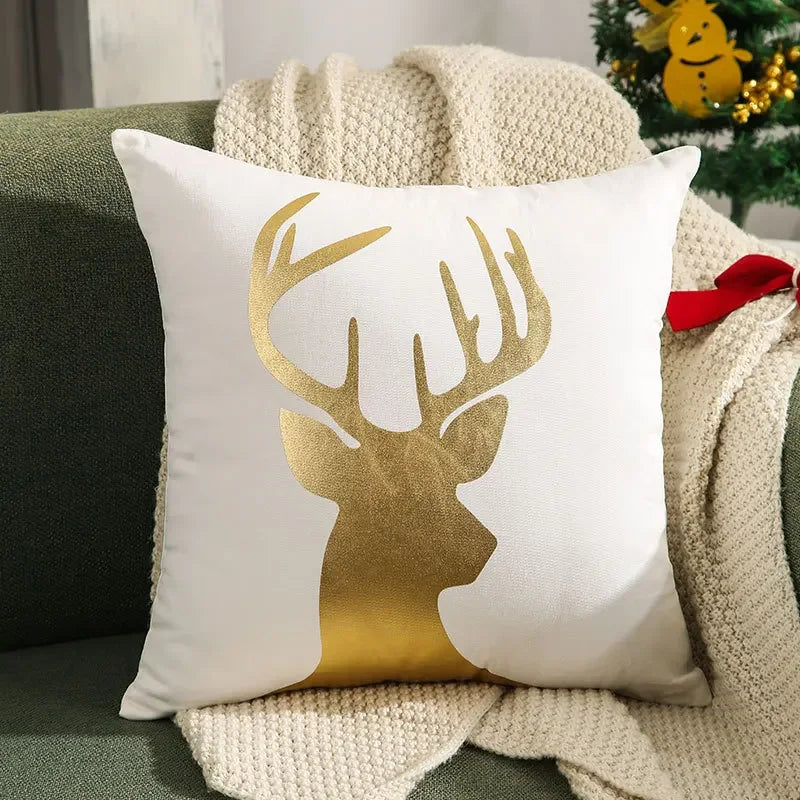 DecorBites™ Christmas Patchwork MerryChristmas Cushion Cover Embroidered Velvet Home Decor