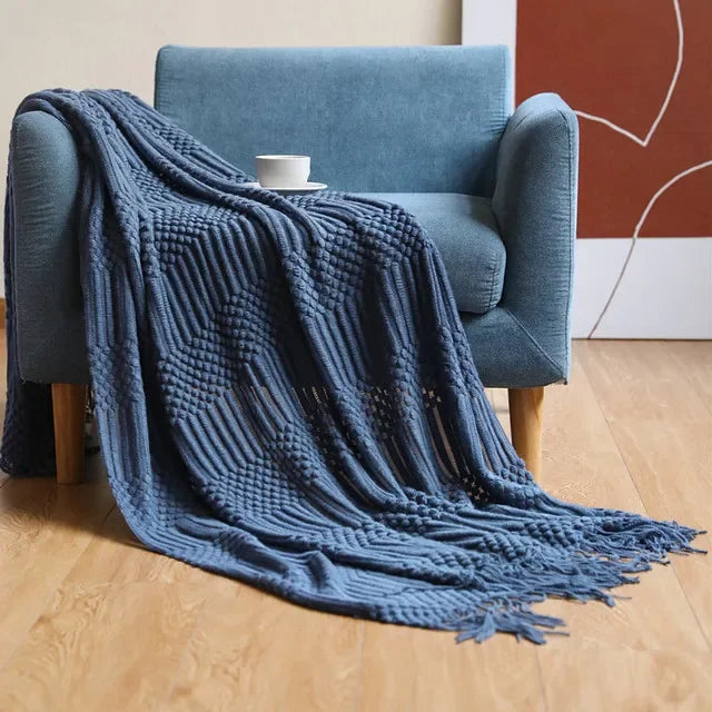 DecorBites™ Knitted Pineapple Grid Throw Blanket - Nordic Sofa Blanket for Home Decor
