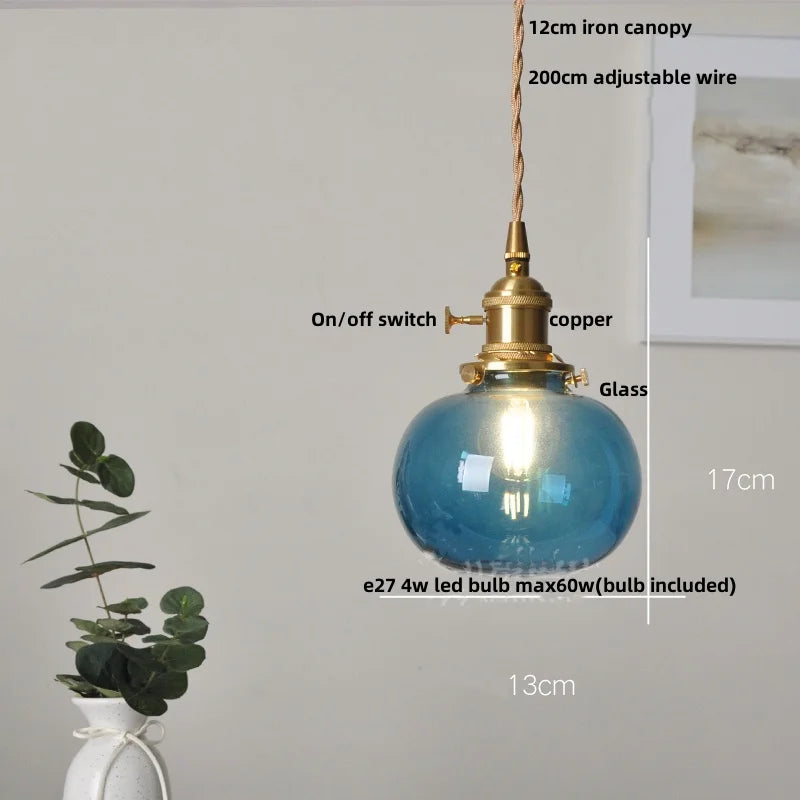DecorBites™ Bubble Glass Ball LED Pendant Lamp with Copper Knob Switch - Nordic Modern Home Decor