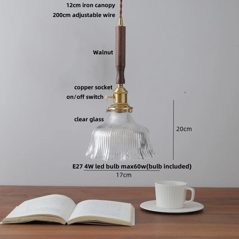 DecorBites™ White Ceramic LED Pendant Light with Walnut Wood Accent - Modern Nordic Design