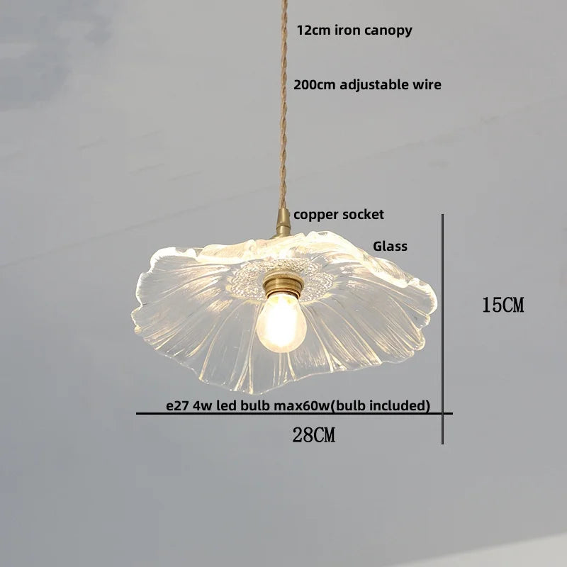 DecorBites™ Amber Flower Glass Pendant Light LED Kitchen Decor Home Reading Room