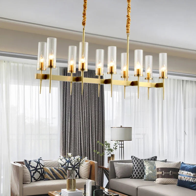 DecorBites™ Gold Metal Glass LED Pendant Lights Chain Hanging Lamp