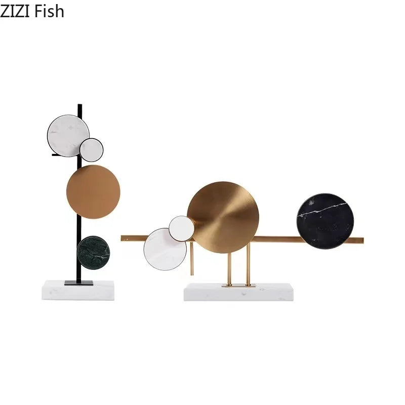 DecorBites™ Circular Marble Sculpture on Base for Desk Decoration & Room Aesthetics