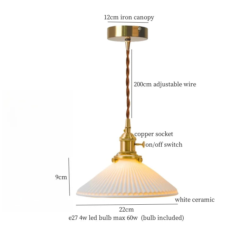DecorBites™ Cream Glass LED Pendant Lamp - Nordic Minimalist Brass Hanging Light