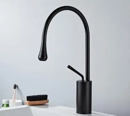DecorBites™ Brushed Gold/Black/White Basin Faucet with Single Handle Swivel Sink Water Crane
