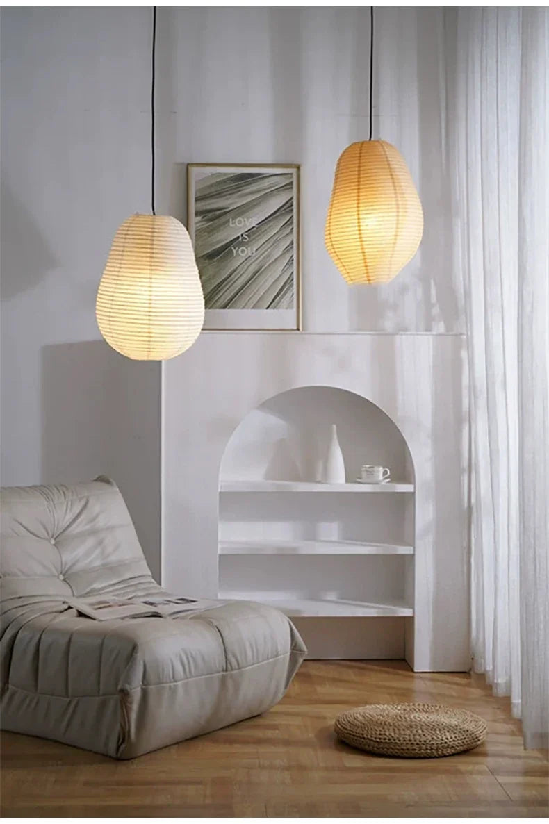 DecorBites™ Japanese Rice Paper LED Pendant Lamp for Living Room Dining Cafe