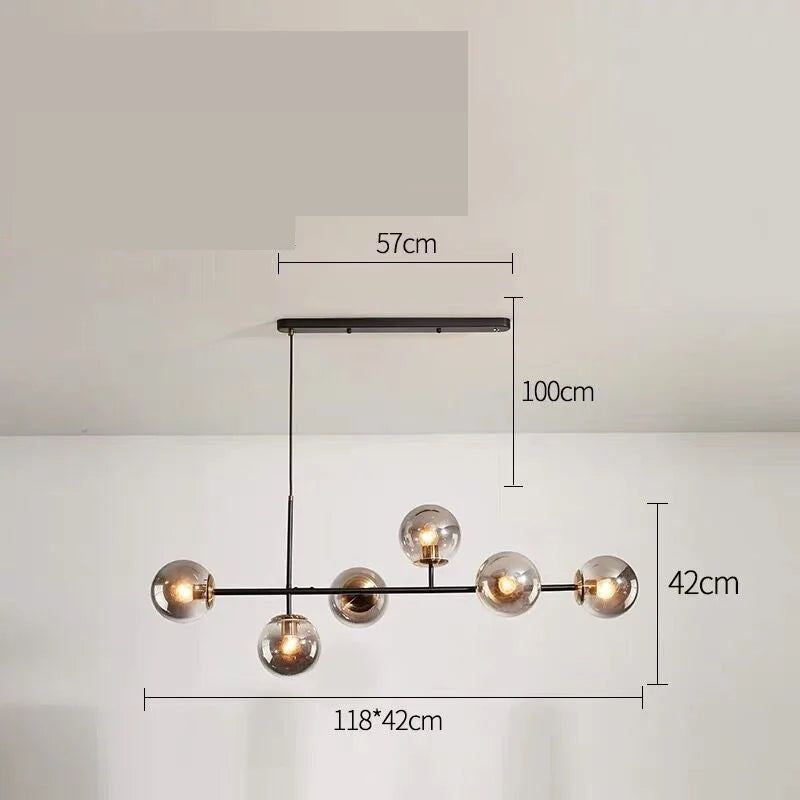DecorBites™ Glass Ball Chandelier LED Pendant Light for Modern Kitchen, Bar, and Loft