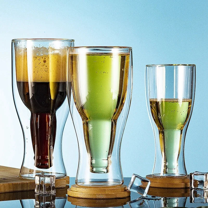 DecorBites™ Bottle Style Double Wall Mugs Beer Wine Glasses Whiskey Champagne Glass