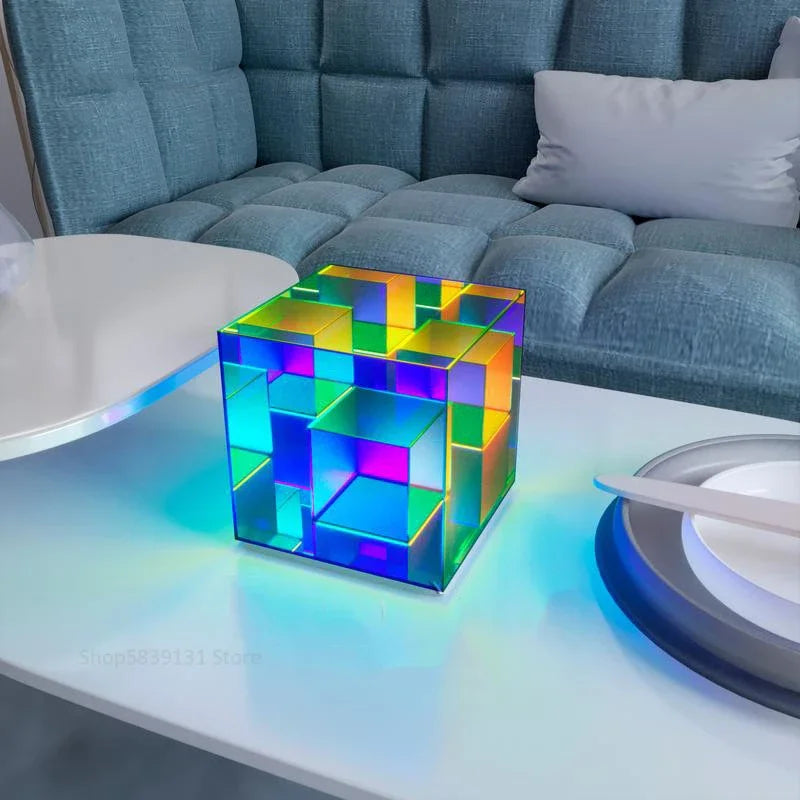 DecorBites™ LED Magic Cube Acrylic Table Lamp - Colorful Small Desk Light