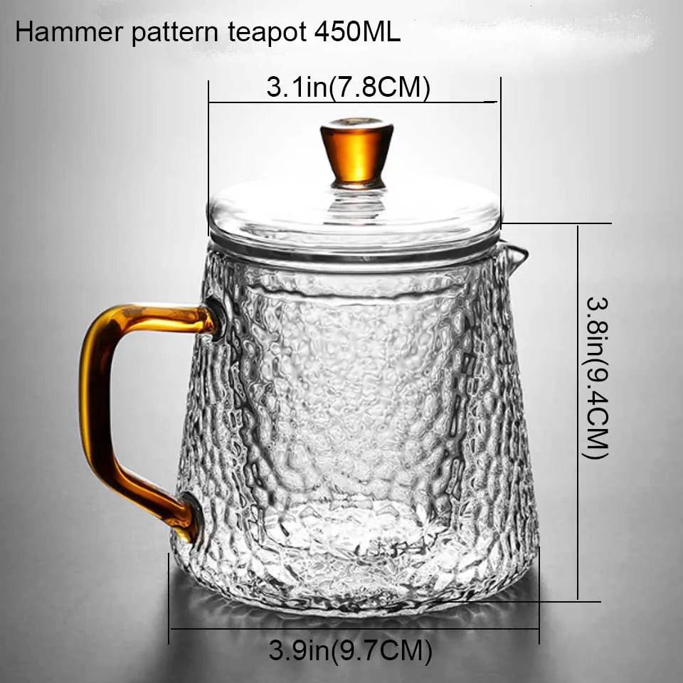 DecorBites™ Borosilicate Glass Teapot with Infuser for Puer Tea and Boiling Water